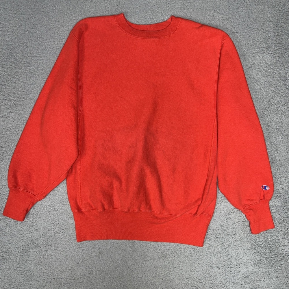 VTG Champion Sweater Men's Size L Red Reverse Weave Embroidered Made in USA 90s